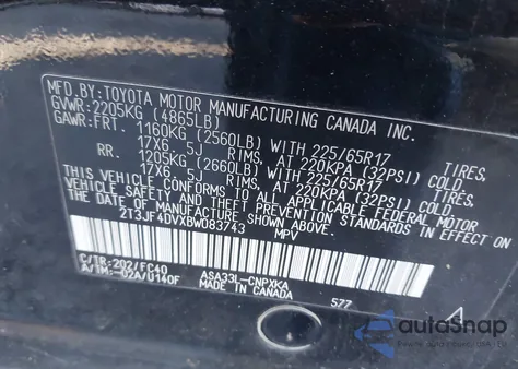 2011 Toyota Rav4 z USA, uszkodzony, nr VIN 2T3JF4DVXBW083743